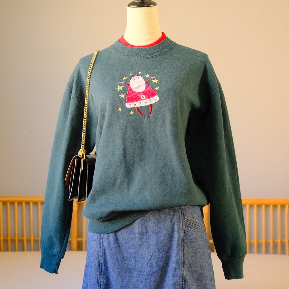 Morning Sun Vintage Santa Embroidered Crewneck